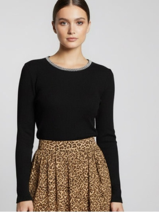 aster Tops - Black Ribbed Long-Sleeve Top